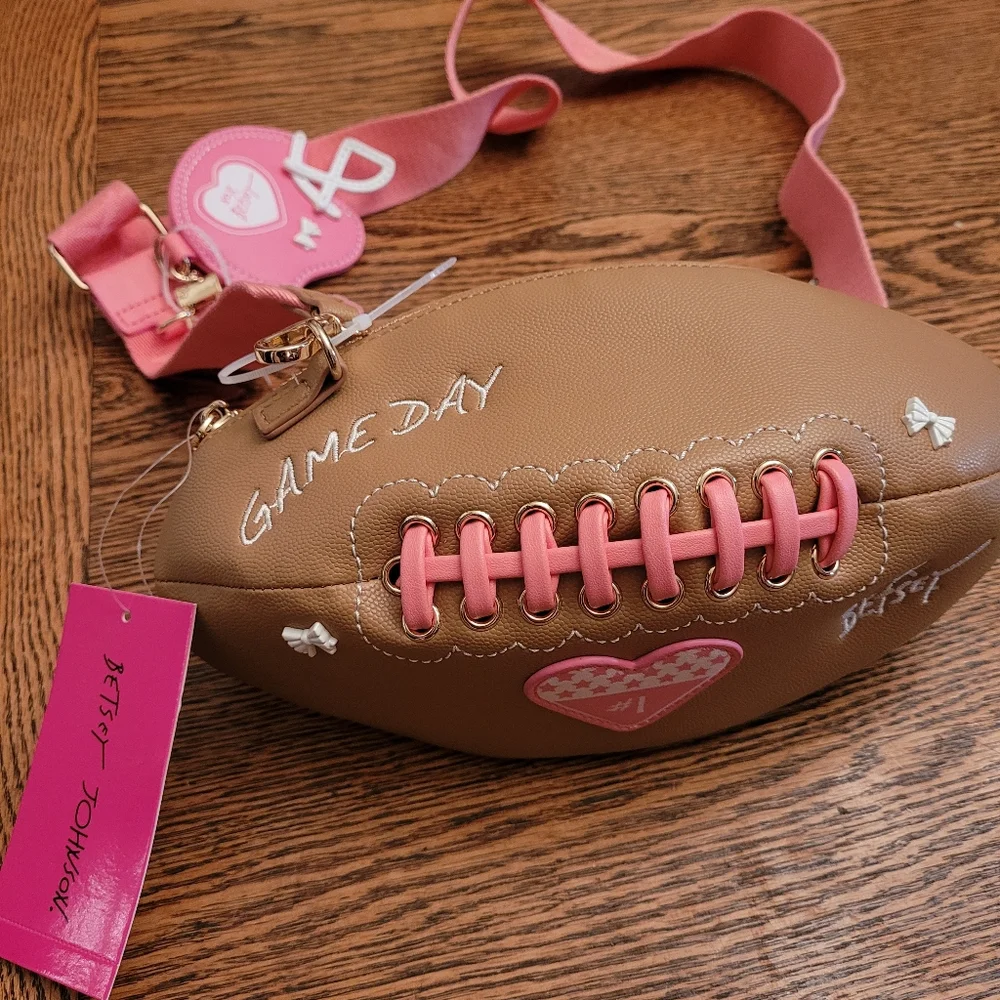 NEW VIRAL Betsey Johnson Kitsch Crossbody Football Purse 🏈🎀 - Picture 2 of 9